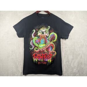 Six Flags Fright Fest T Shirt Black Size SMALL Short Sleeve Halloween Kraken
